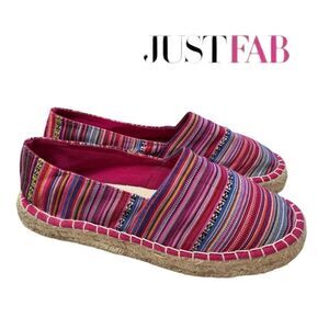 JustFab Women's Colorful Madras Slip-on Espadrille Loafers 9